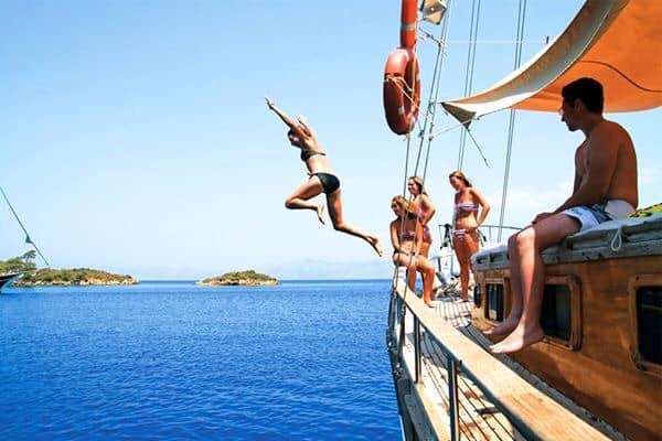 Boat rentals Bodrum experience in a hidden cove with crystal clear water