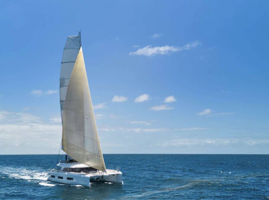 Sailing view during a premium sailing yacht charter from Corfu, Greece.